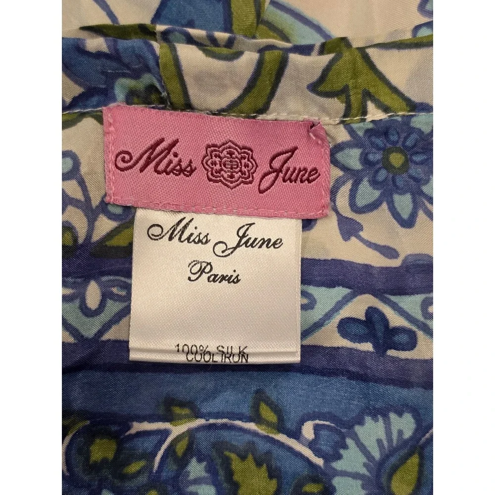 Vintage Silk Floral Wrap Maxi Skirt Blue Green Boho One Size Miss June